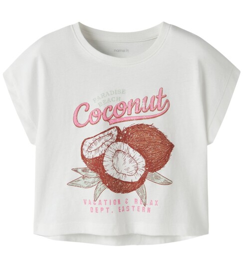 Name It Crop Top NkfVilma Bright White/Coconut Name It 6 år 116 T skjorte Hvit
