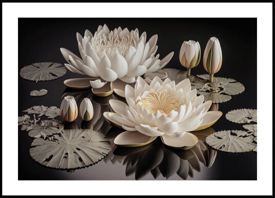 White Lotus Flowers Plakat Plakat / 70x100cm