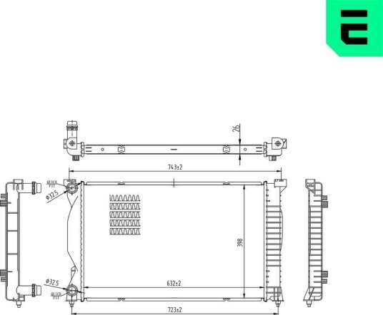Radiator, motorkjøling ERA 673635