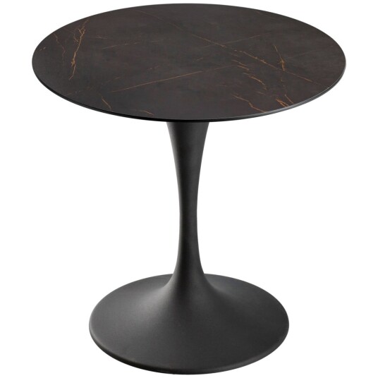 VEGA Bord Tromba; 80x71 cm ØxH; Bordplate Svart/Brun Ramme Svart; Rund