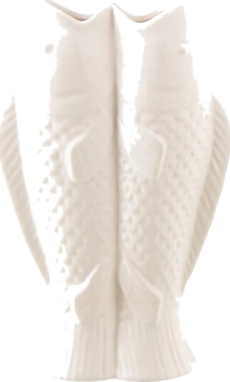 J Line Vase 2 Fish Stoneware White   White   H24.5CM