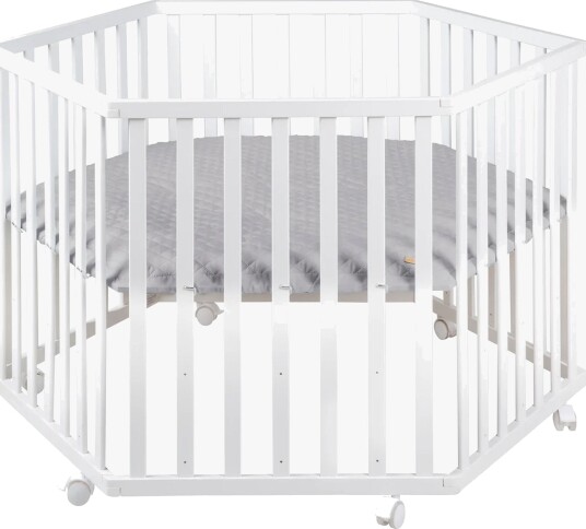 Roba Style Hexagon Lekegrind Med Hjul White & Grey