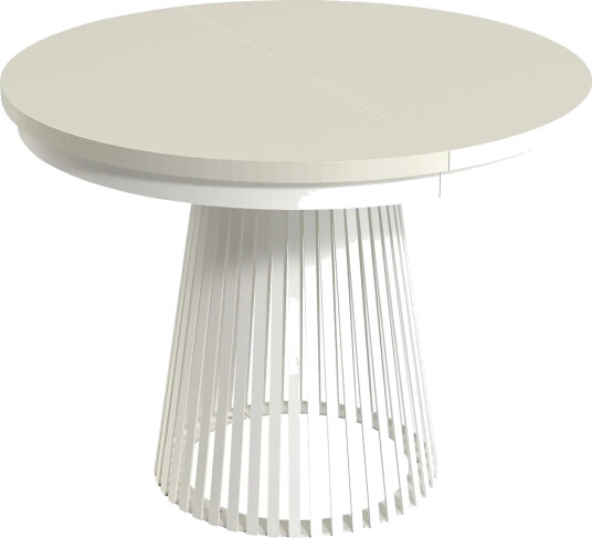 Erylan Spisebord rundt uttrekkbart 100-180 cm - hvit, beige