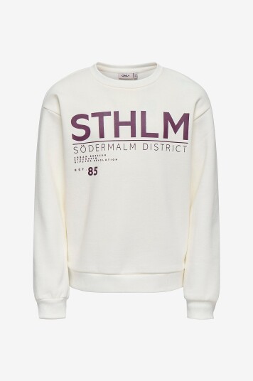 Kids Only Collegegenser kogZenja Boxy L/S Printed Hvit