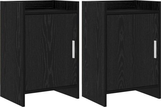  Nattbord 2 pcs Svart eik 40 x 30 x 60 cm Konstruert tre