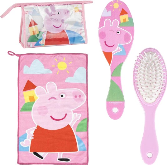 Peppa Gris Toalettmappe Børste & Håndkle Peppa Gris Toalettmappe Børste & Håndkle