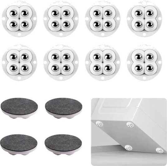 Møbelhjul – 12 stk. – Transporthjul – Selvklebende – Svinghjul – For flytting av møbler – Møbelruller – 360-graders roterbare – 47 mm