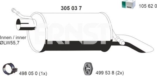 Bakre eksospotte ERNST 305037