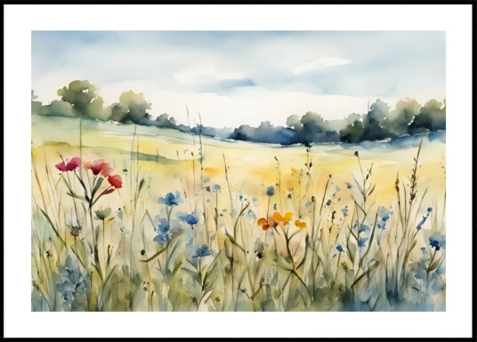 Wildflower Field Watercolor Plakat / 70x100