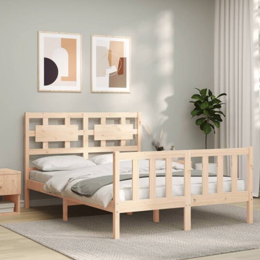 vidaXL Sengeramme med hodegavl 4FT6 double heltre 8720845977016