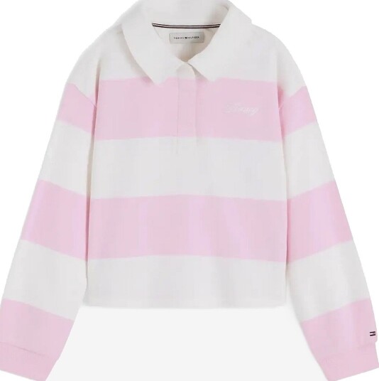 Tommy Hilfiger Block Striped Rugby Shirt L/S - CLASSIC PINK STRIPES - 128