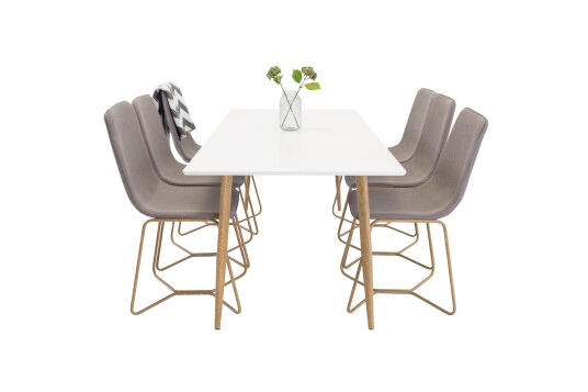 Venture Home Polar Spisegruppe 180 cm Rektangulær med 6 X Stoler Grå
