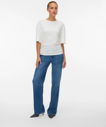 Vero Moda Awnavaro 2/4 O Neck Top Noos White L