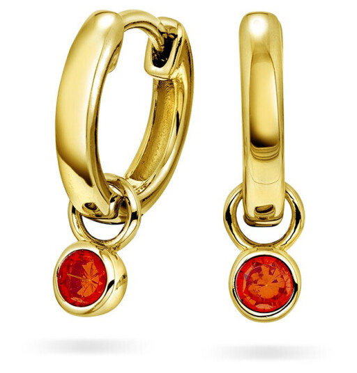 Pan Jewelry, Øreringer i 925 forgylt sølv med orange zirkonia Pan Jewelry, Øreringer i 925 forgylt sølv med orange zirkonia