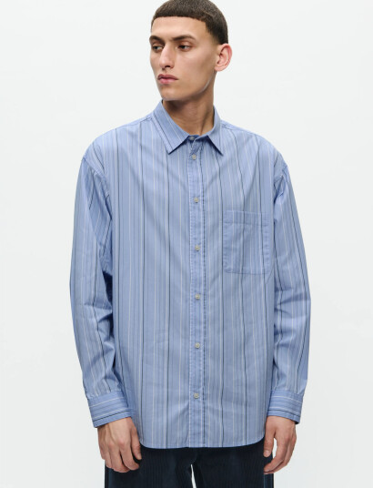 WOOD WOOD Wwcarter Shirt Stripe 25115 - Blue - S WOOD WOOD Wwcarter Shirt Stripe 25115 - Blue - S