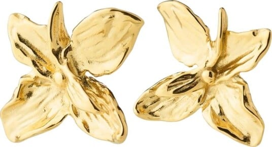 Pilgrim Trace Flower Earrings Gold Plated   Gold   ONE SIZE