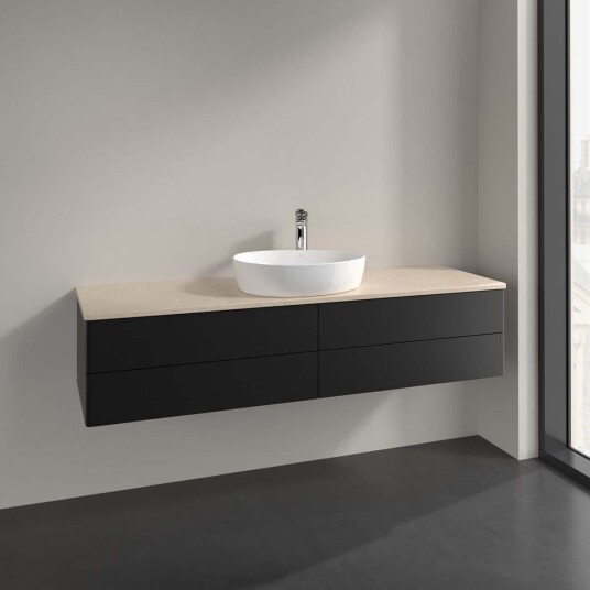 Villeroy & Boch Antao Servantskap med 4 skuffer 160x50x36 cm m/lys Sort Matt/Crème