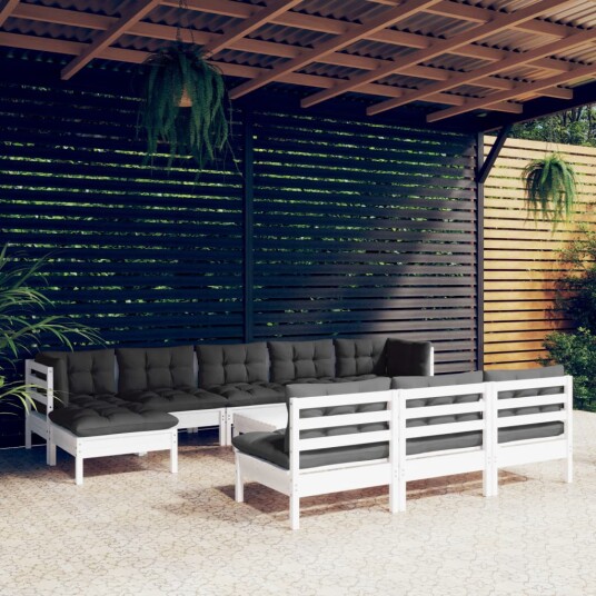  Hagesofagruppe med puter 11 deler hvit heltre furu 3097122
