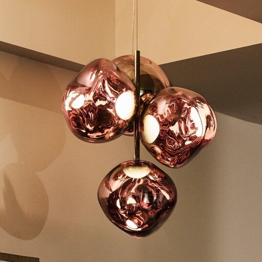 Melt lysekrone Mini Copper   Tom Dixon Melt Chandelier Mini   Stue   Design   Plast   Med skjerm