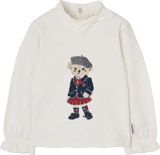 Boboli Stretch Knit T Shirt For Girl  Bci   White   80