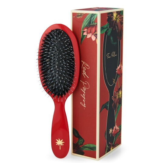 Palm Fan Palm Hair Brush Red Poppy Medium