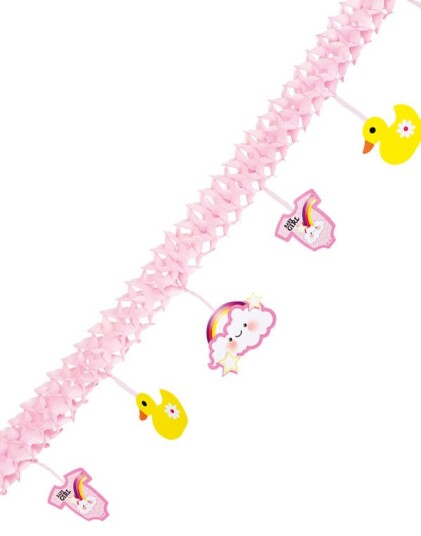 Rosa Girlander med Hengende Motiver 4 Meter Baby Girl
