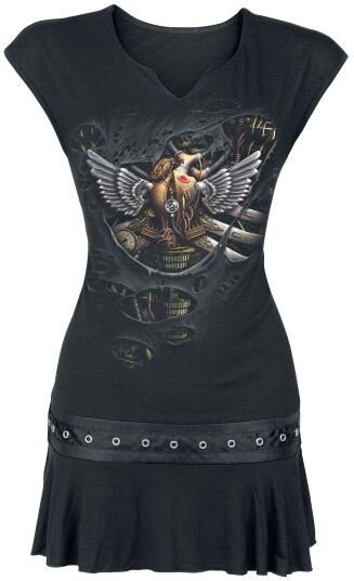 Spiral   Goth Kort kjole   Steam Punk Ripped   S til L   Damer   svart