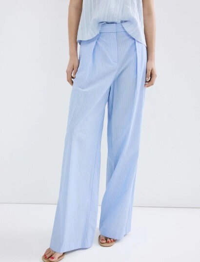 Mango Pinstripe Lyocell Trousers   Blue   36