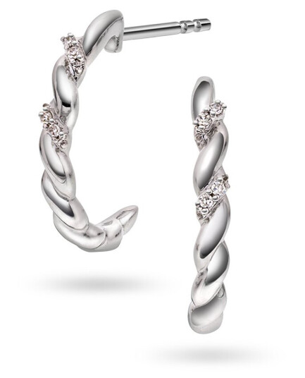 Pan Jewelry, Øredobber i 585 hvitt gull med diamanter 0,02 ct