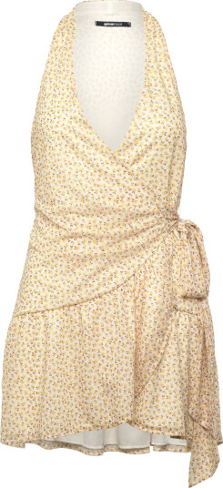 Gina Tricot Sheer Wrap Dress Yellow M Gina Tricot Sheer Wrap Dress Yellow M