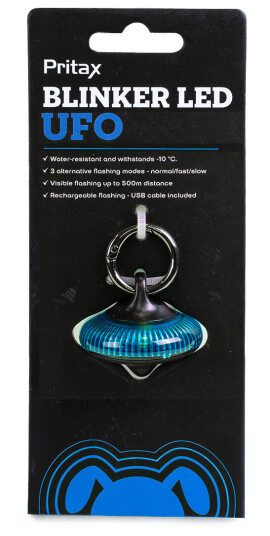 Blinkende LED UFO 5x6,5cm Blå - Pritax Hundehalsbånd