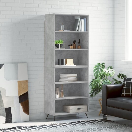 vidaXL Highboard betonggrå 69,5x32,5x180 cm konstruert tre vidaXL Highboard betonggrå 69,5x32,5x180 cm konstruert tre
