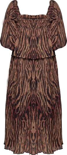 Ganni Pleated Georgette Brown 36