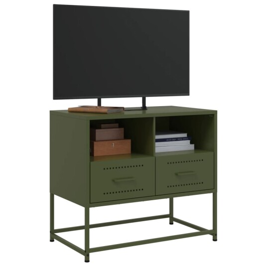 TV-benk olivengrønn 68x39x60,5 cm stål 846552