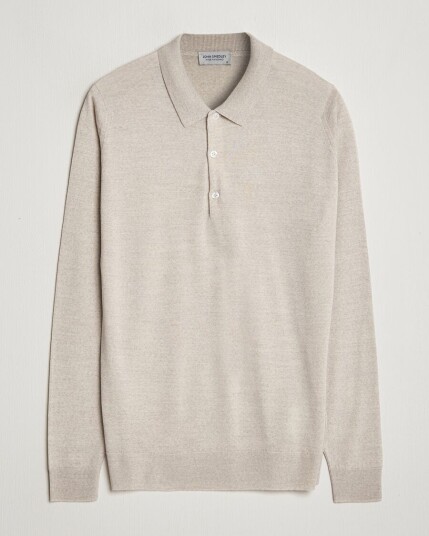 John Smedley Belper Extra Fine Merino Polo Pullover Grey Fleece John Smedley Belper Extra Fine Merino Polo Pullover Grey Fleece