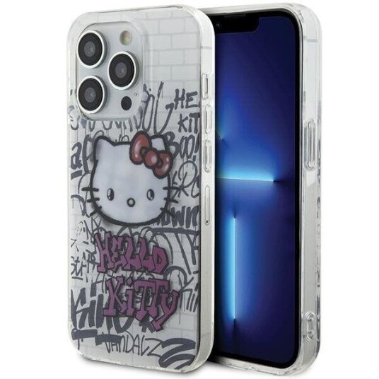 Hello Kitty Hkhcp14lhdgpht Iphone 14 Pro 6.1" White/White Hardcase Iml Kitty On Bricks Graffiti