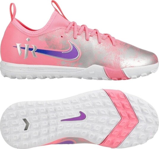Nike Air Zoom Mercurial Vapor 16 Academy TF Vini Jr. Personal Edition   Rosa/Blå Barn   Turf (TF) størrelse 36½