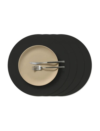LIND DNA 4 Set Table Mat Circle L Nupo Black Ink   Black   D:38CM