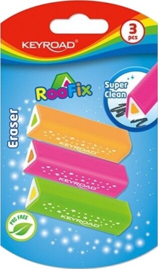 Keyroad Keyroad Roofix Universal Eraser, 3 Stk., Blister, Bland Farger
