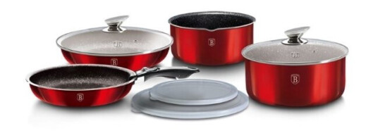 Berlinger Haus Bh/6145 Mixed Set Burgunder Aluminium Marmor Ergonomisk Mykt Grep Gass Halogen Induksjon Berlinger Haus Bh/6145 Mixed Set Burgunder Aluminium Marmor Ergonomisk Mykt Grep Gass Halogen Induksjon