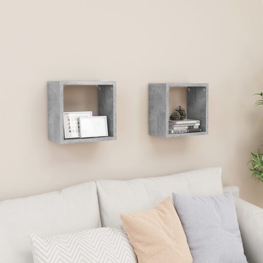 Vegghyller kubeformet 2 stk betonggrå 26x15x26 cm