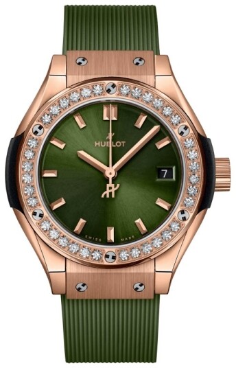 Hublot Dameklokke 591.OX.8980.RX.1204 Classic Fusion Grønn/Gummi