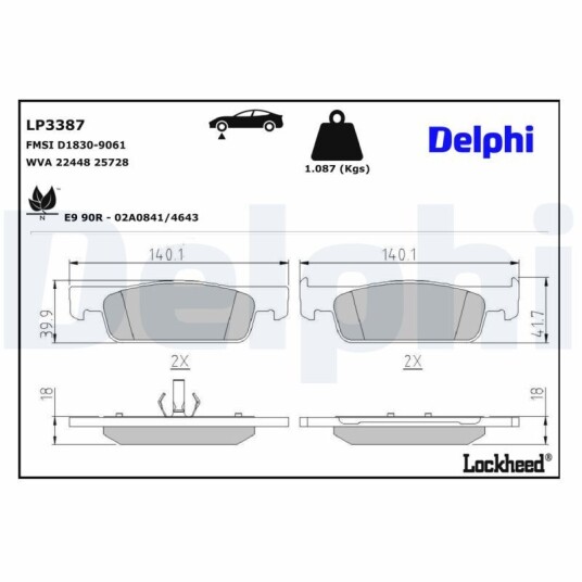 Bremseklosser DELPHI LP3387