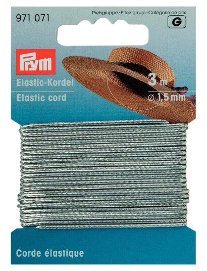 Strikk 3 m x 1,5 mm hattestrikk sølv