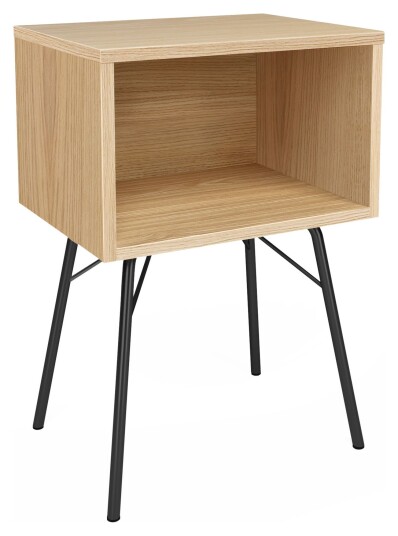 Woodman Rayburn Nattbord m. åpent rom, Eik/Sort Unoliving