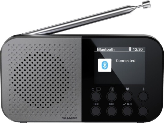Sharp Dr-P520 Bærbar DAB+ Radio med Bluetooth og Fargerik Skjerm - Stormgrå