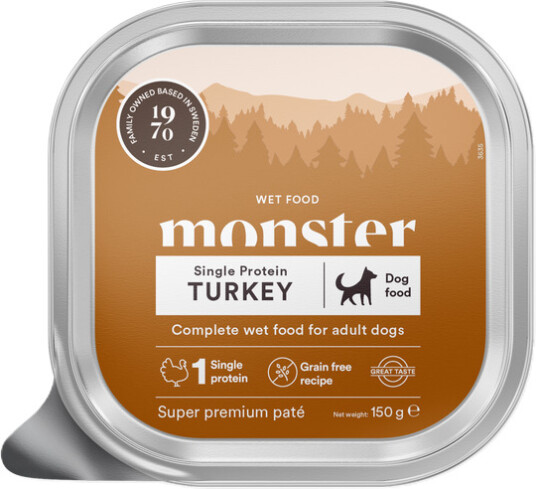 Monster Dog Kalkun Paté Våtfôr til Voksne Hunder 150 g