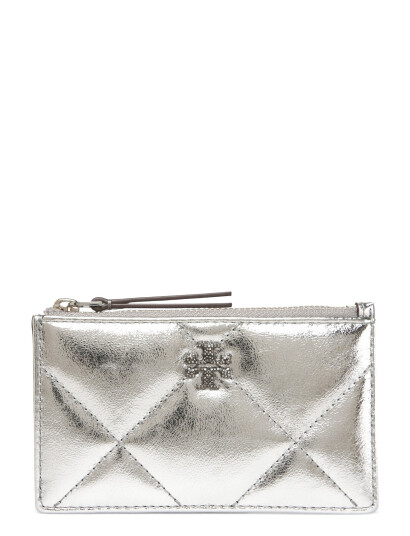 Tory Burch Kira Diamond Quilt Metallic Zip Card Case - Silver - ONE SIZE Tory Burch Kira Diamond Quilt Metallic Zip Card Case - Silver - ONE SIZE