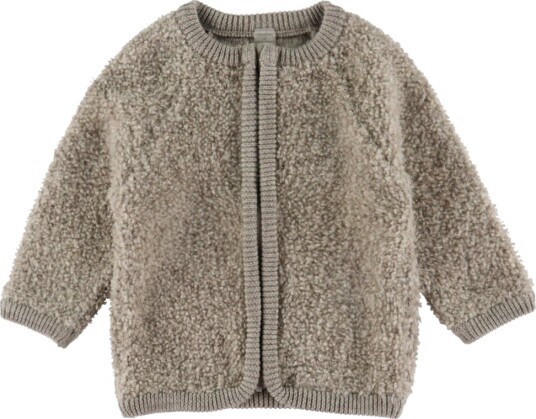 Smallstuff Natur Melange Cardigan Med Glidelås Bouclé Merino Ull 92 98
