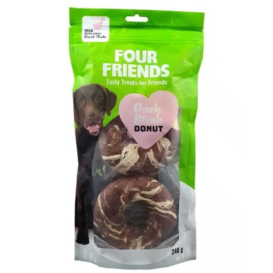Four Friends Hundemat Donut Andestek 240 g - Høykvalitets Tyggeringer Four Friends Hundemat Donut Andestek 240 g - Høykvalitets Tyggeringer
